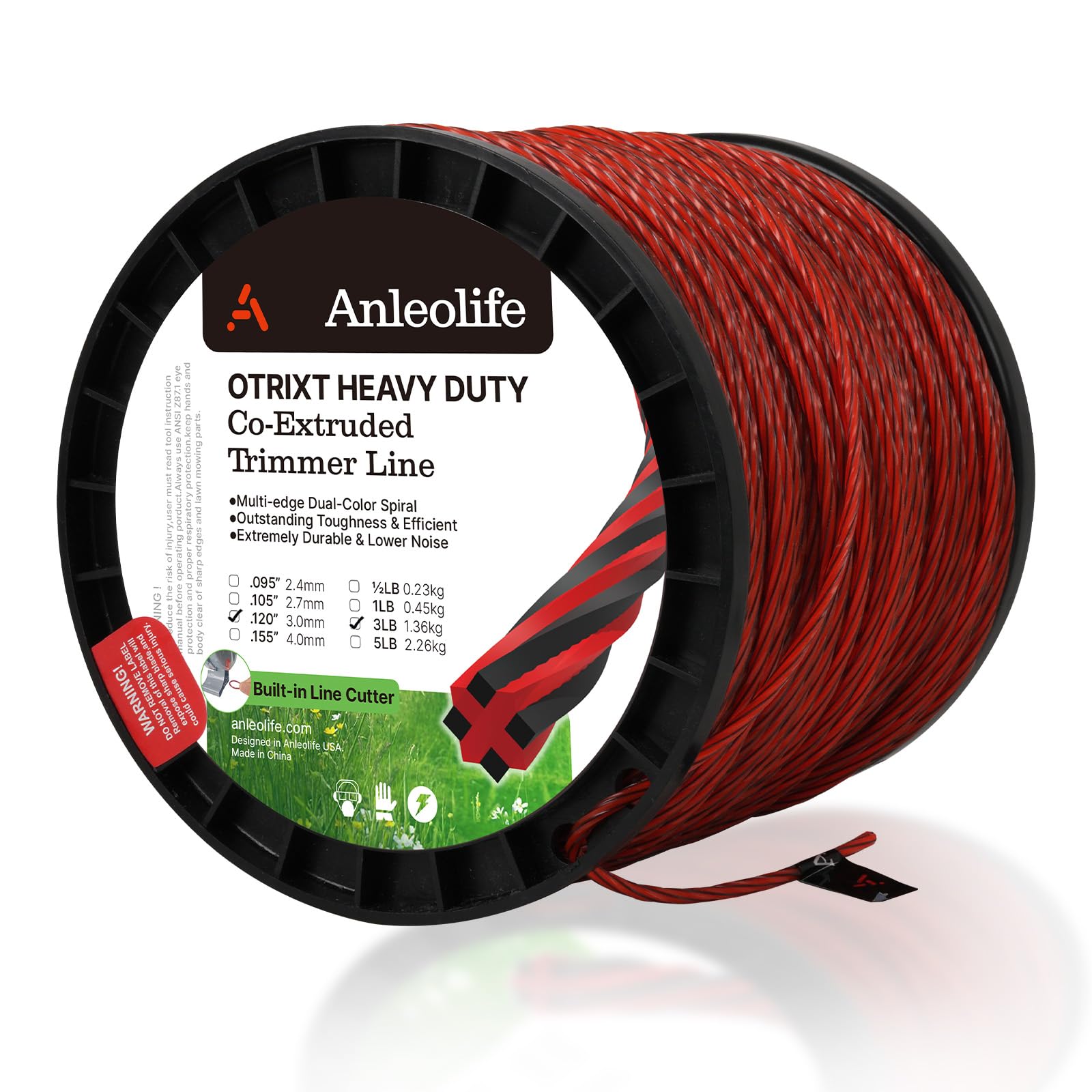 A ANLEOLIFE 3-Pound Heavy Duty Trimmer Line spool front view