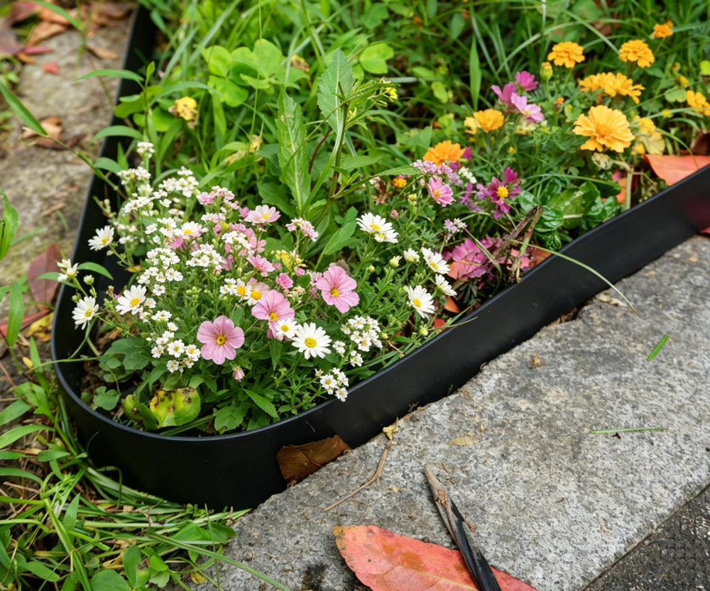 A ANLEOLIFE garden edging in a backyard setting