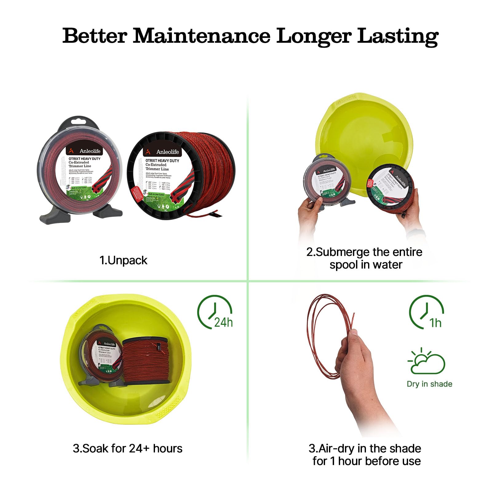 A ANLEOLIFE Octa-Twist Weed Eater String with built-in cutter