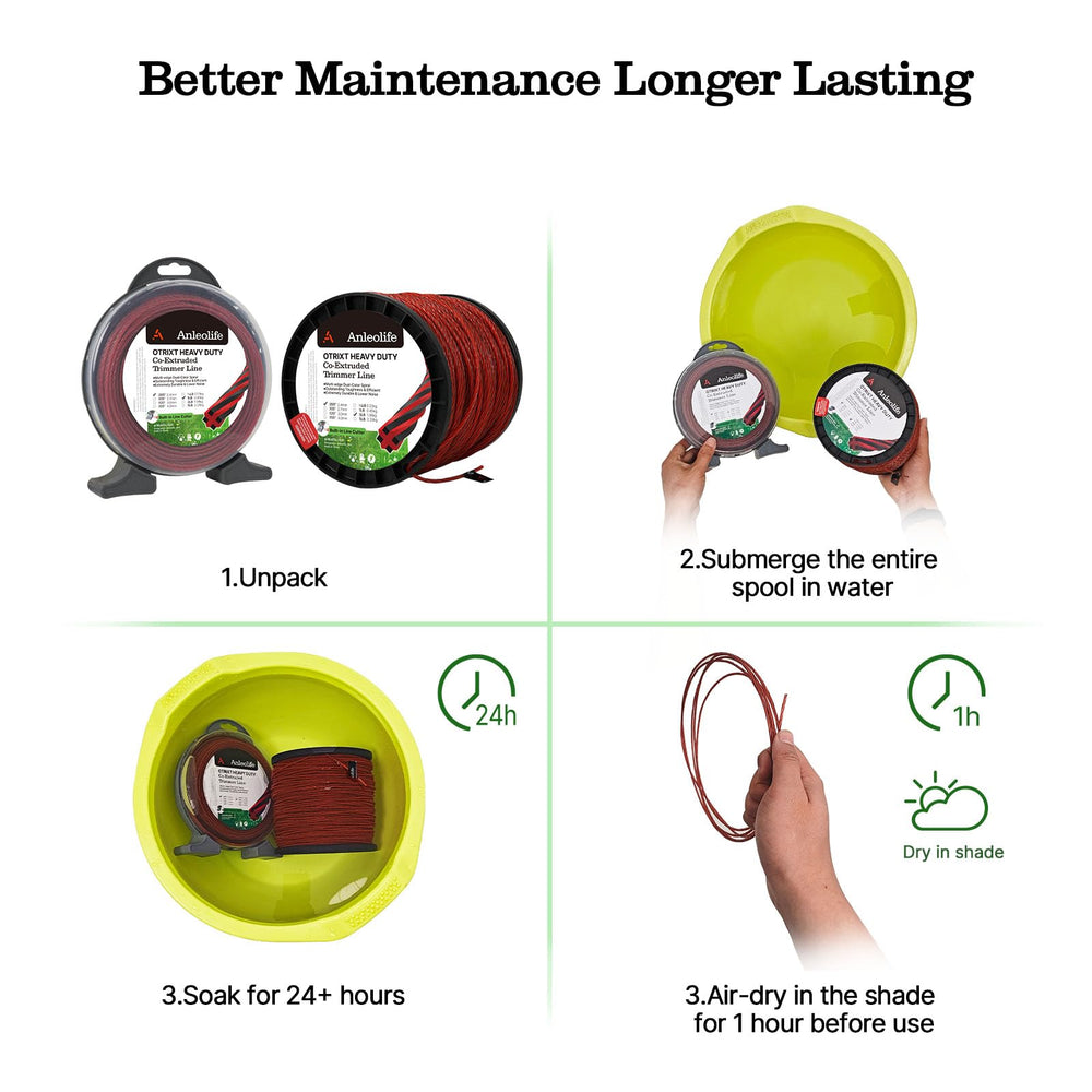 A ANLEOLIFE Octa-Twist Weed Eater String with built-in cutter