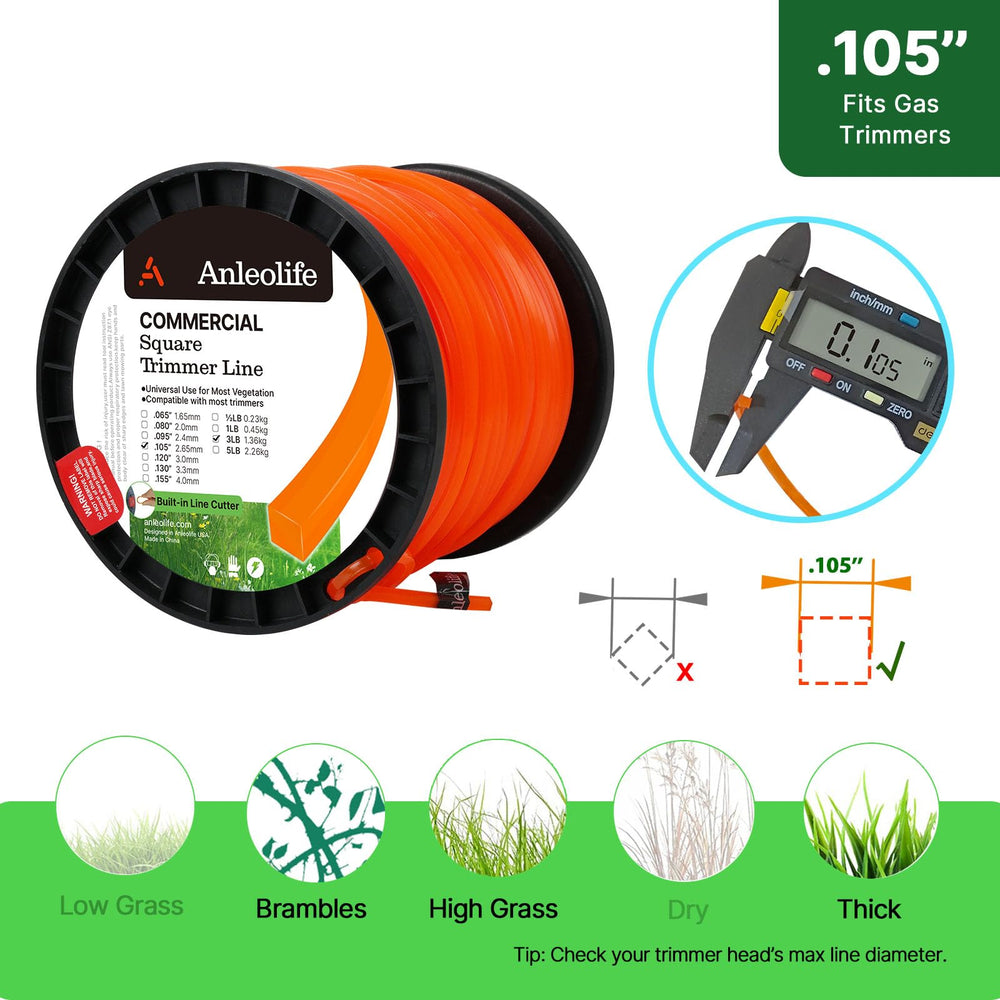 A ANLEOLIFE trimmer line 625 ft spool side view