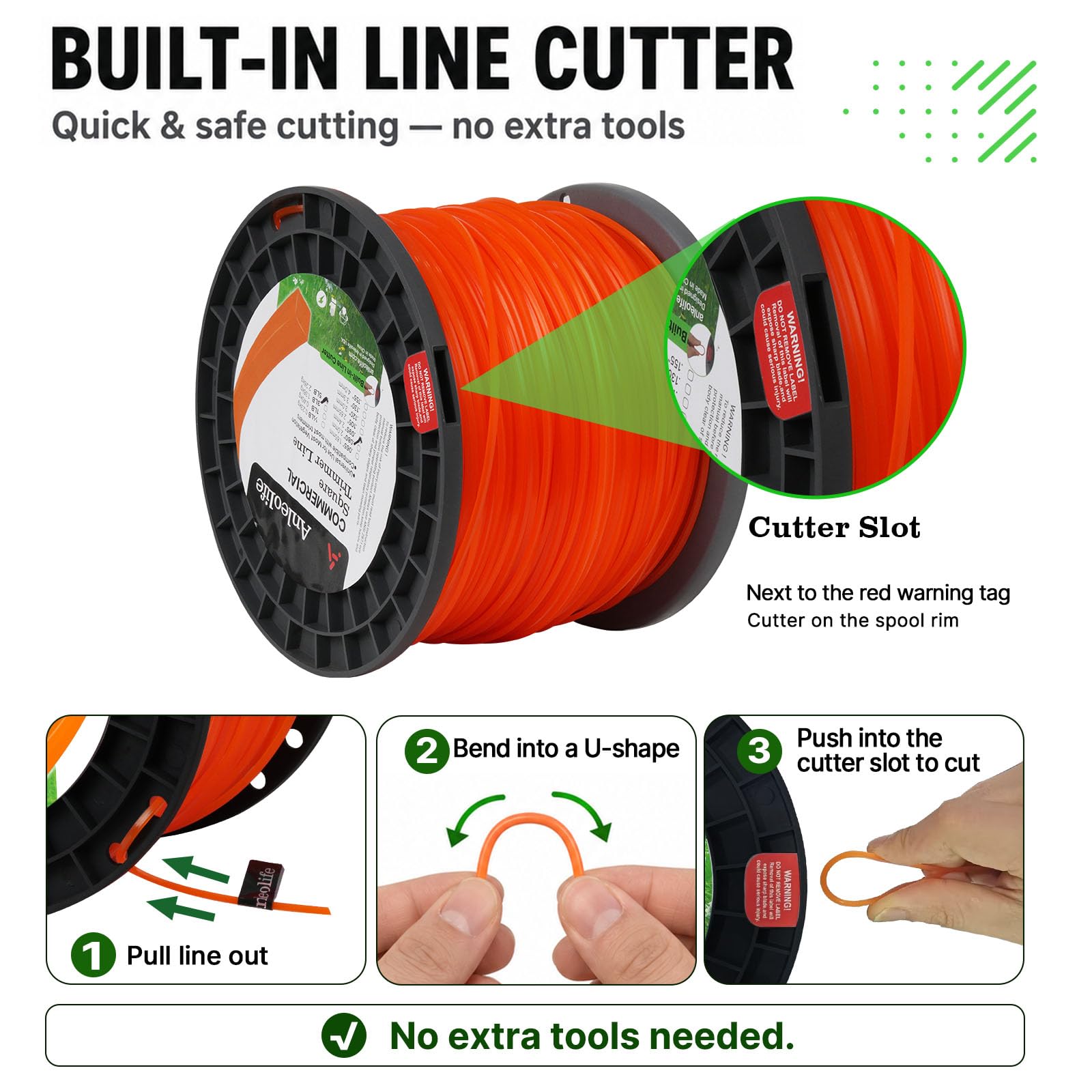 A ANLEOLIFE trimmer line displayed next to a compatible trimmer
