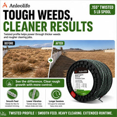 A ANLEOLIFE trimmer line in use on a lawn with heavy growth