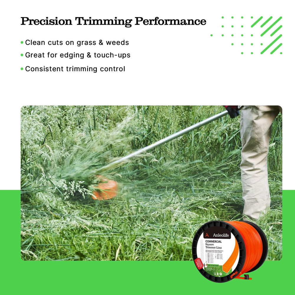 A ANLEOLIFE trimmer line next to compatible trimmer heads