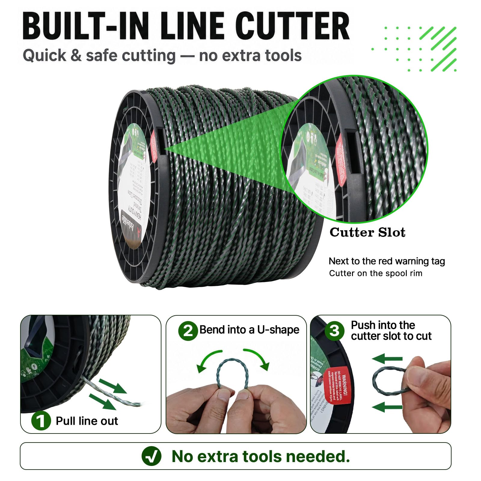 A ANLEOLIFE trimmer line spool with dimensions on display