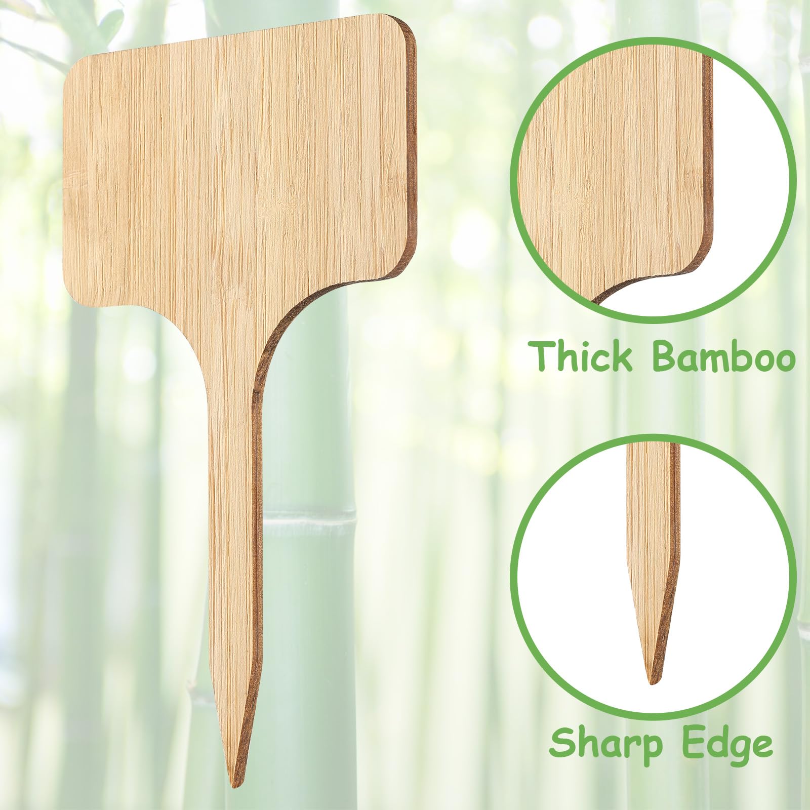 A collection of CJFocus Bamboo Plant Labels in a garden
