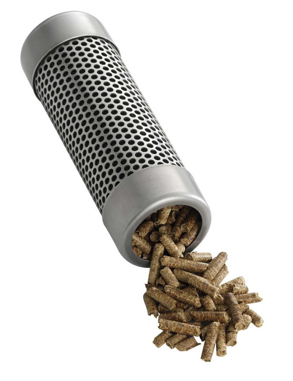 A-MAZE-N Tube Smoker with pellets in a grill setup