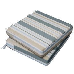 AAAAAccessoires Outdoor Chair Cushions set of 2, Slate Gray Blue Coastal Stripe