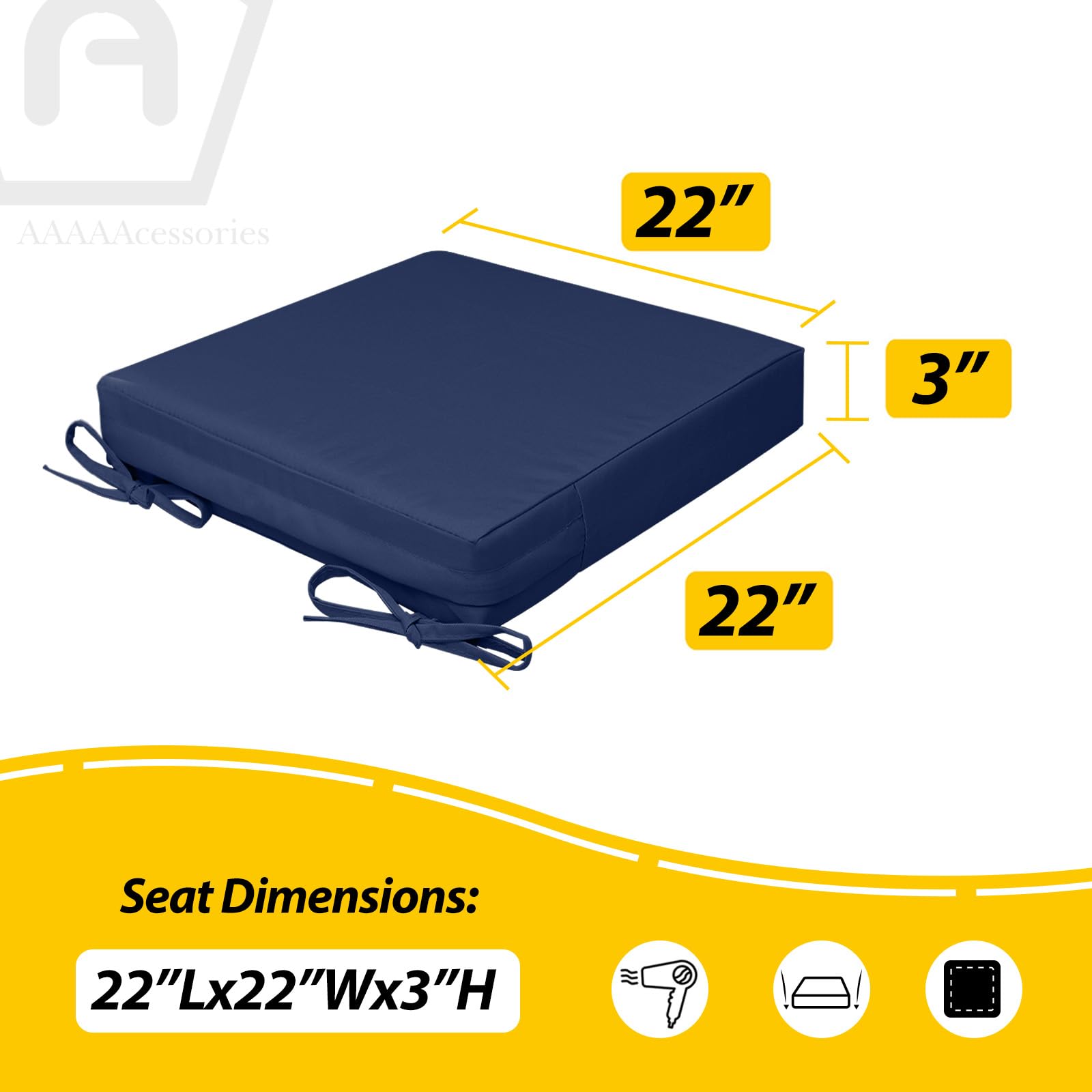 AAAAAccessoires Outdoor Chair Cushions showing anti-slip bottom