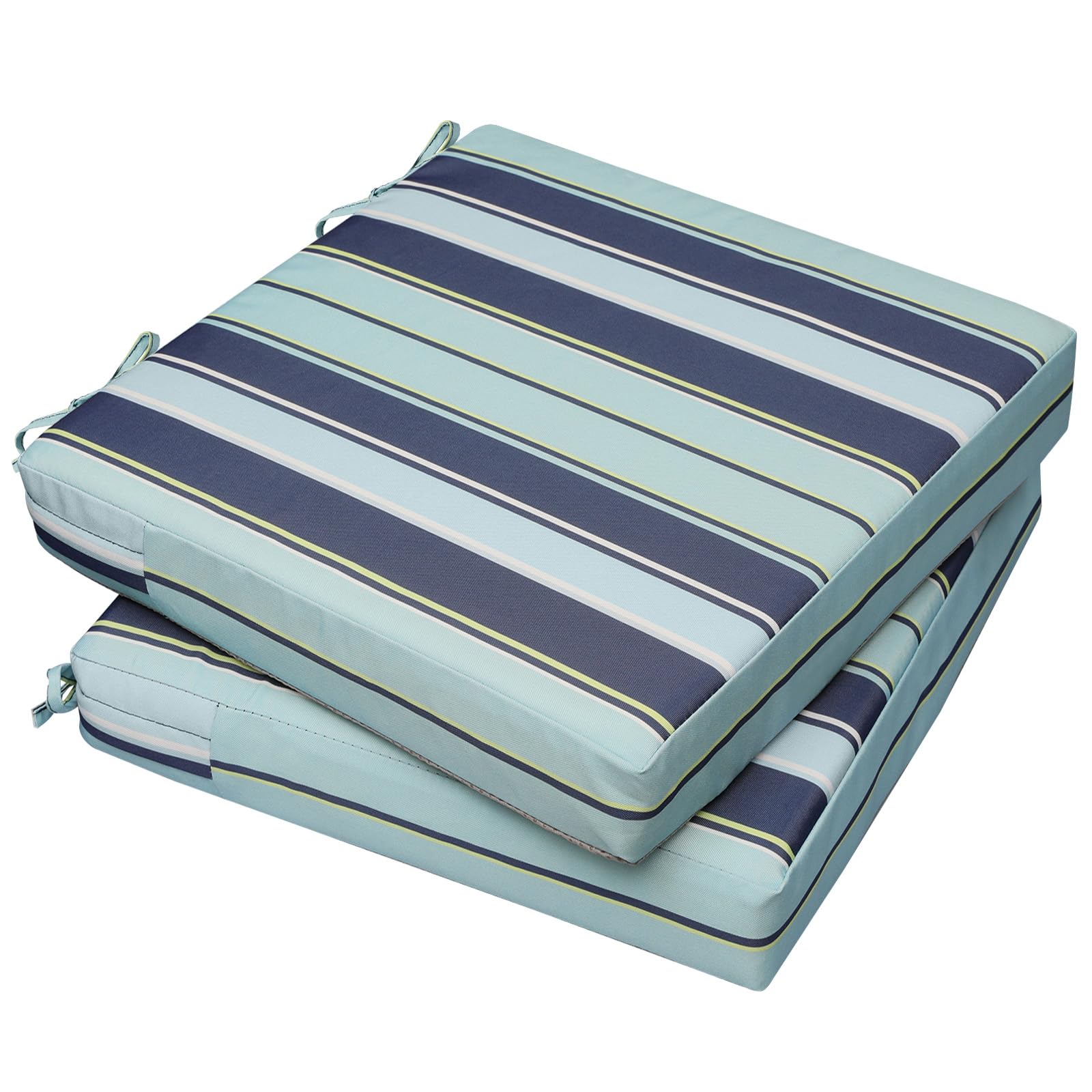 AAAAAcessories Outdoor Chair Cushion Ash Teal Seaside Stripe front view