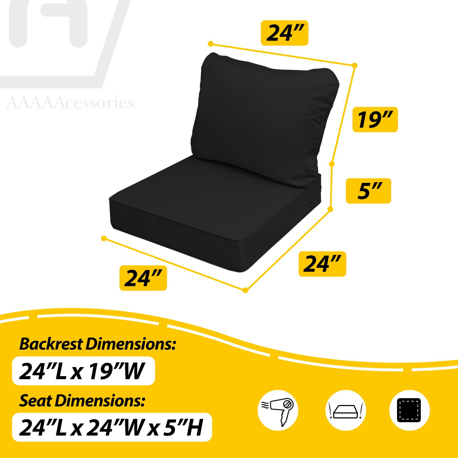 AAAAAcessories Outdoor Chair Cushion displayed with garden furniture