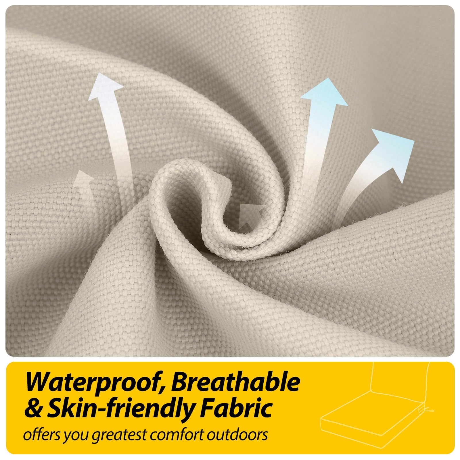 AAAAAcessories Outdoor Chair Cushion with zippered cover detail