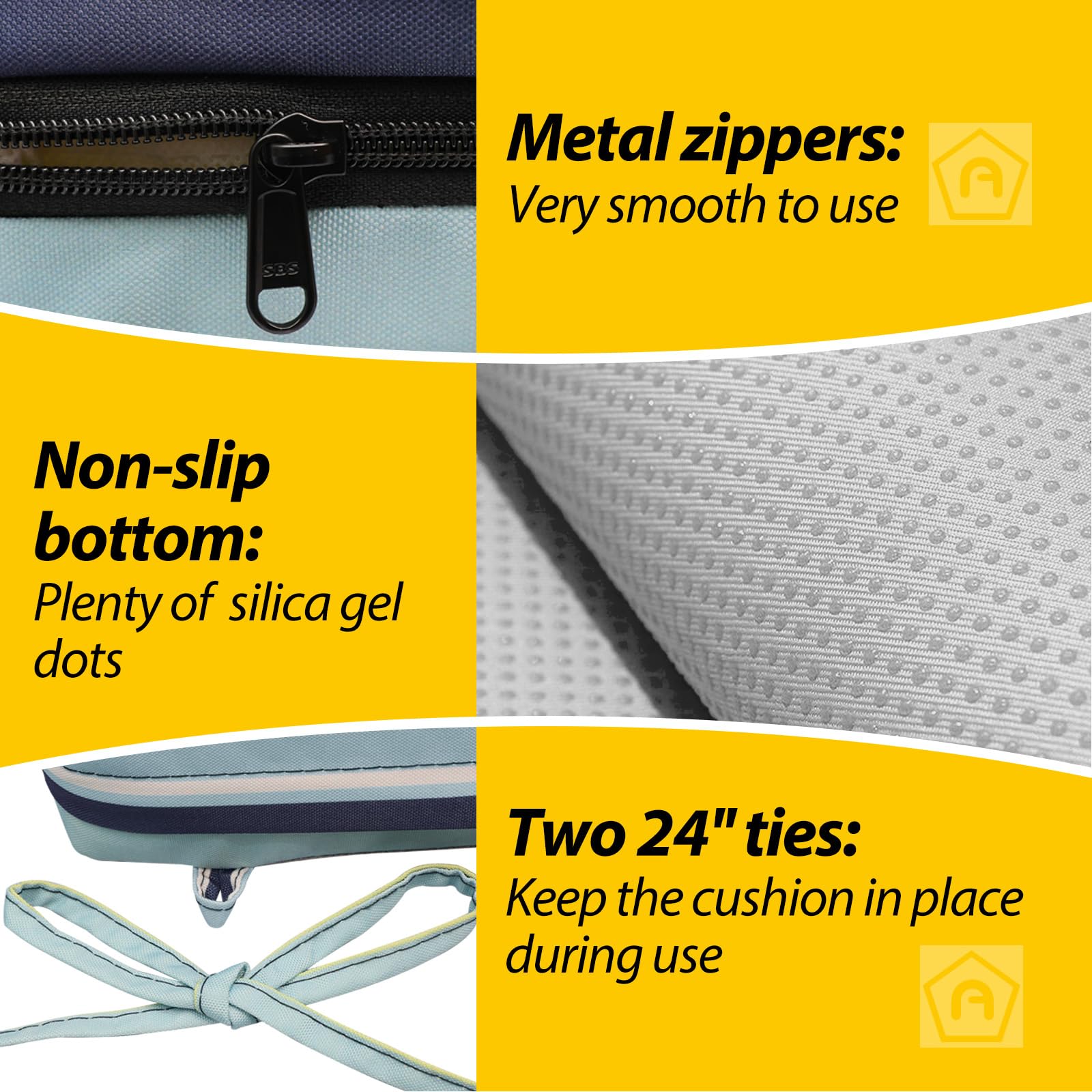 AAAAAcessories Outdoor Chair Cushion with zippered design close-up