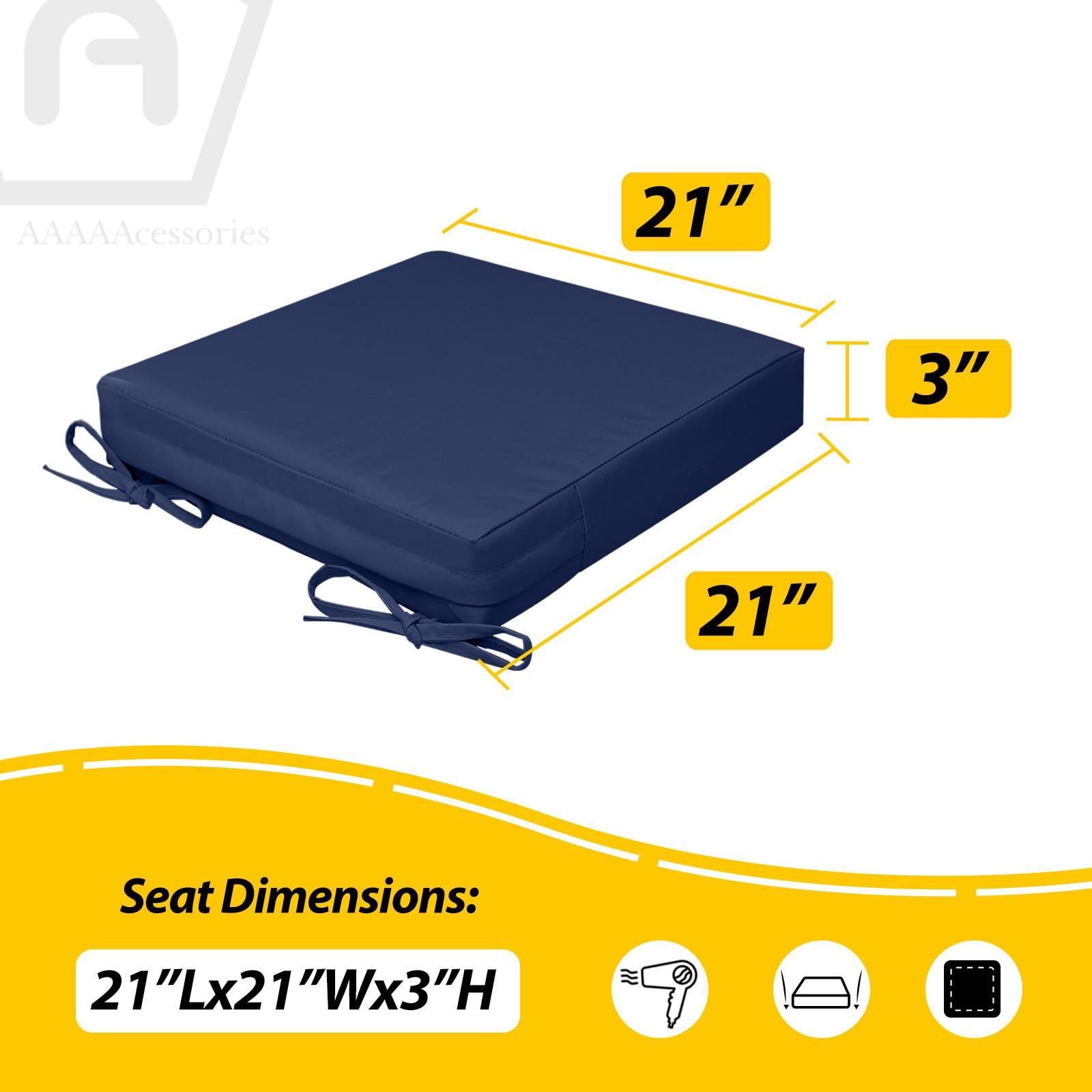 AAAAAcessories Outdoor Chair Cushions, close-up of non-slip bottom