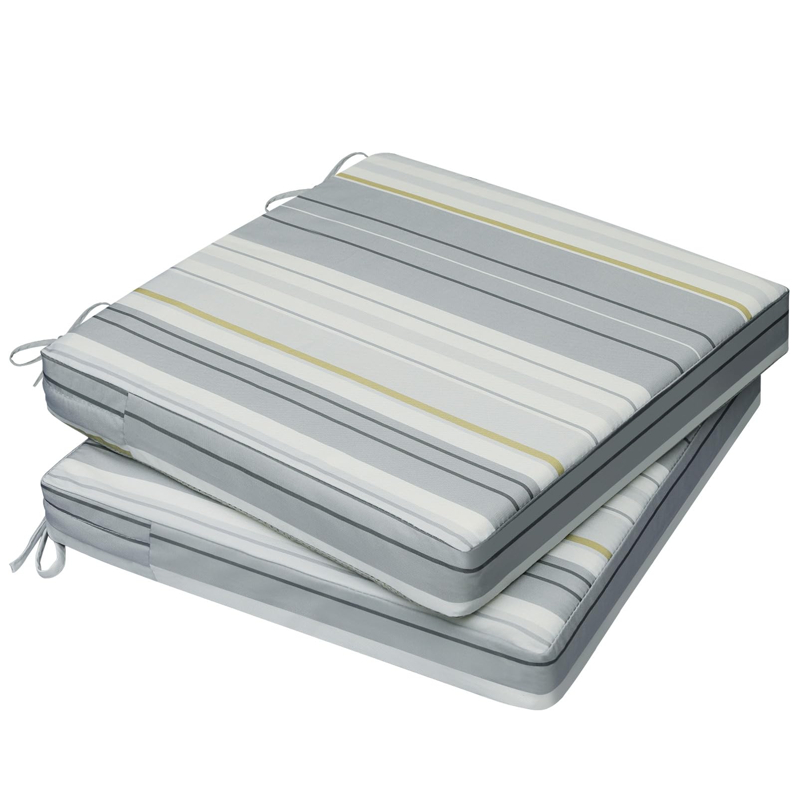 AAAAAcessories Outdoor Chair Cushions front view in Ash Blue Harbour Stripe