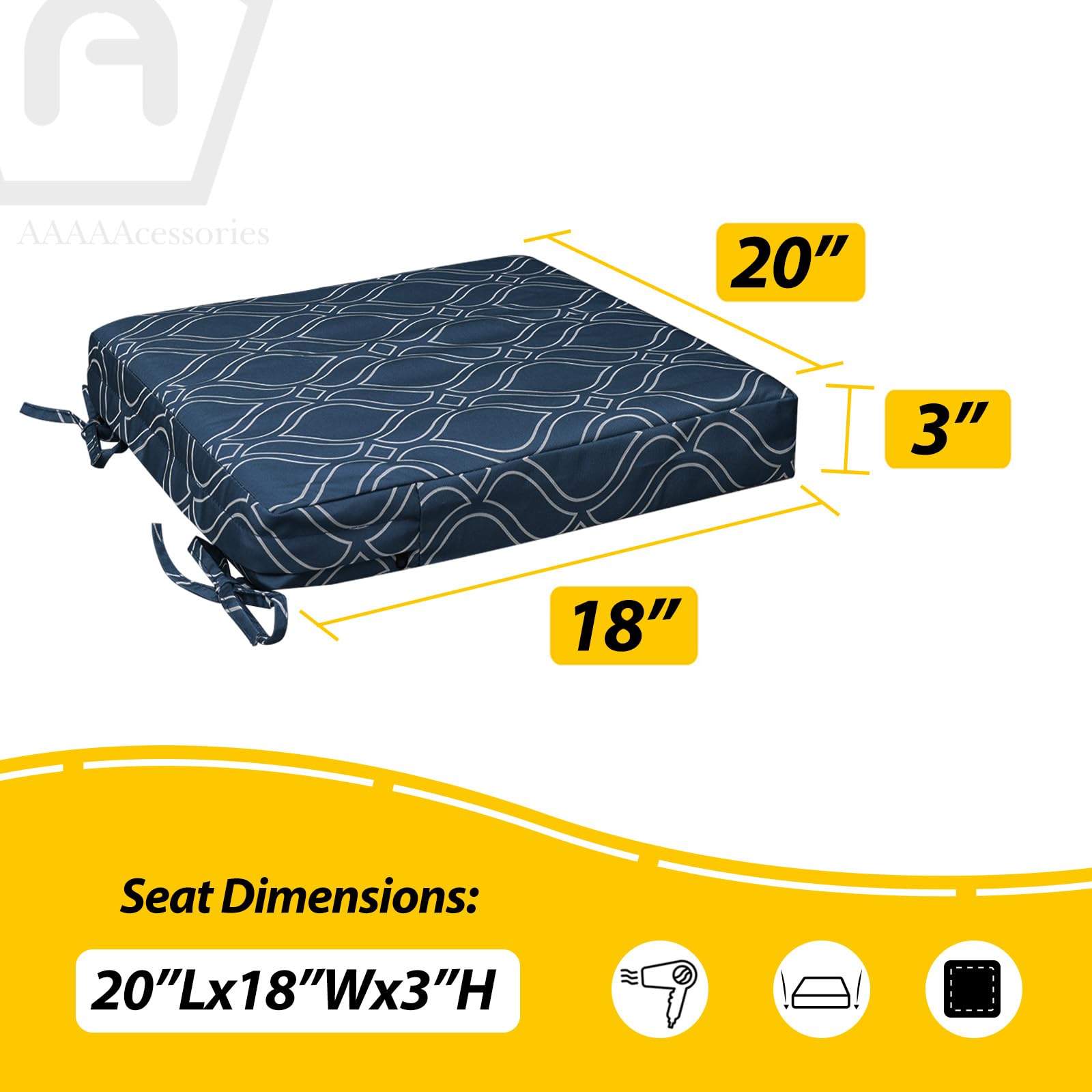 AAAAAcessories Outdoor Chair Cushions showing non-slip bottom