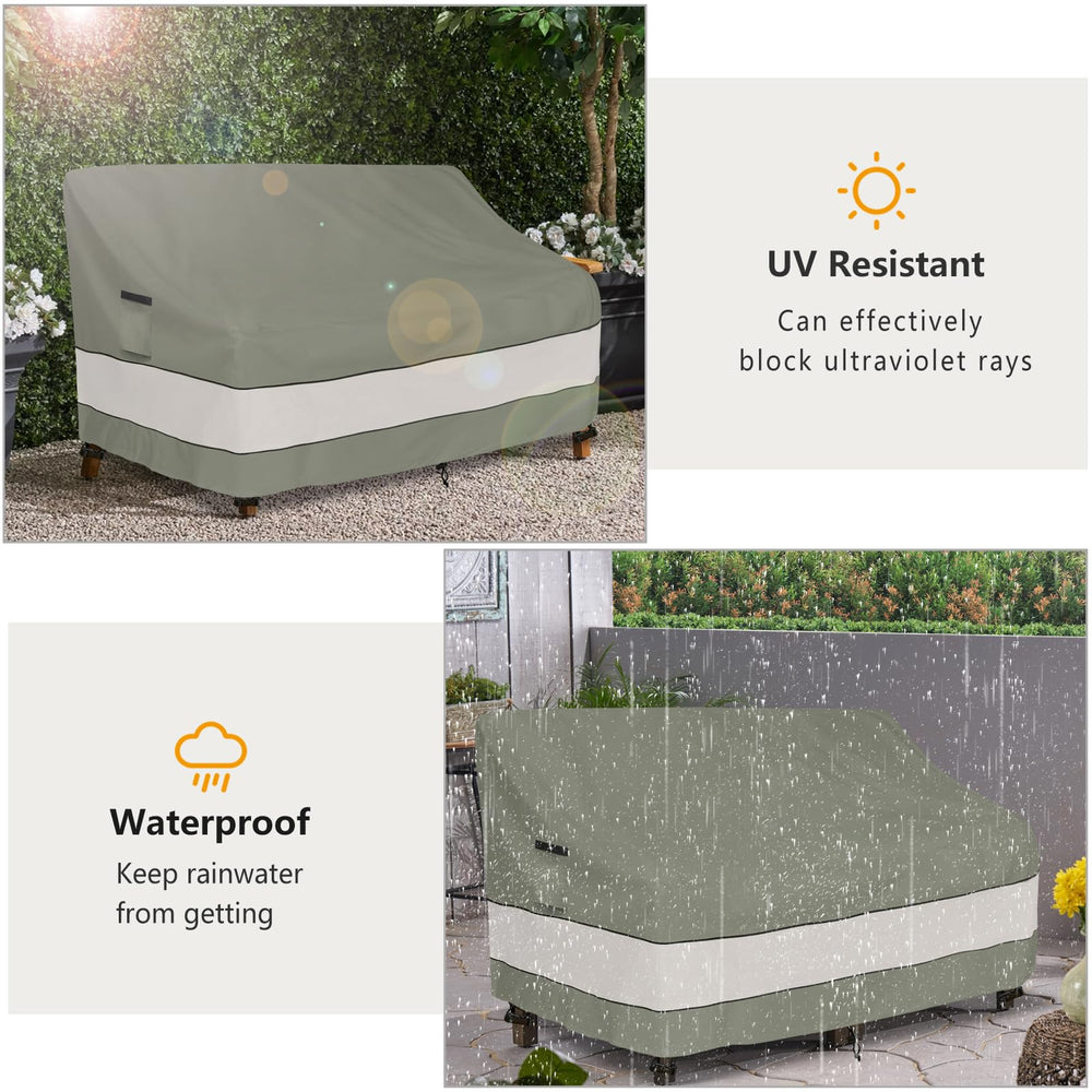 Aacabo Outdoor Sofa Cover in use on a patio loveseat