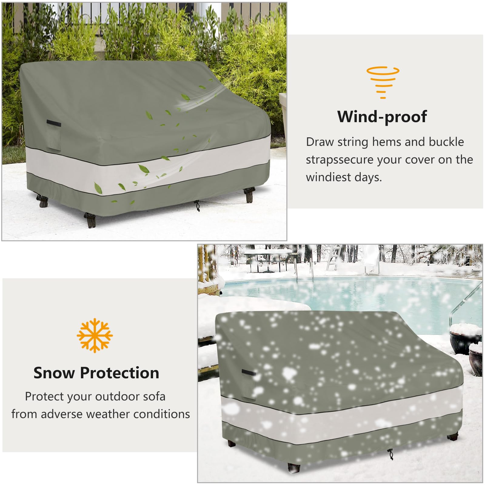 Aacabo Outdoor Sofa Cover packed in storage bag
