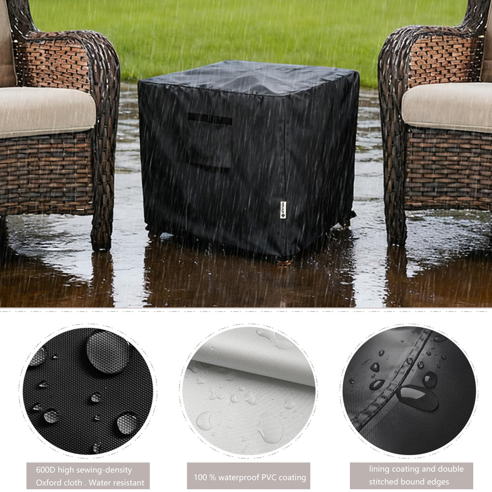 Aacabo Patio Wicker Side Table Cover showing waterproof material