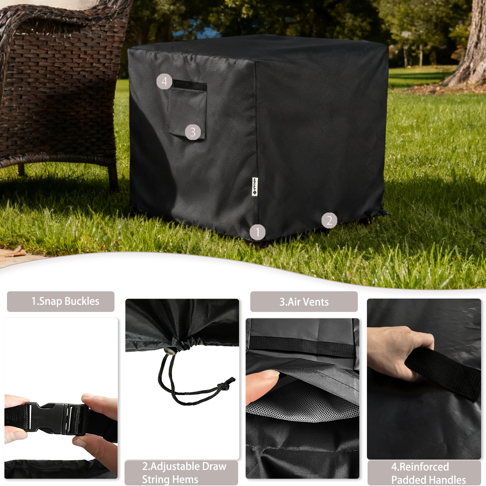 Aacabo Patio Wicker Side Table Cover with air vents