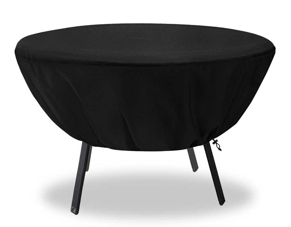 Aacabo Round Patio Table Cover, black, on a 30 inch diameter table