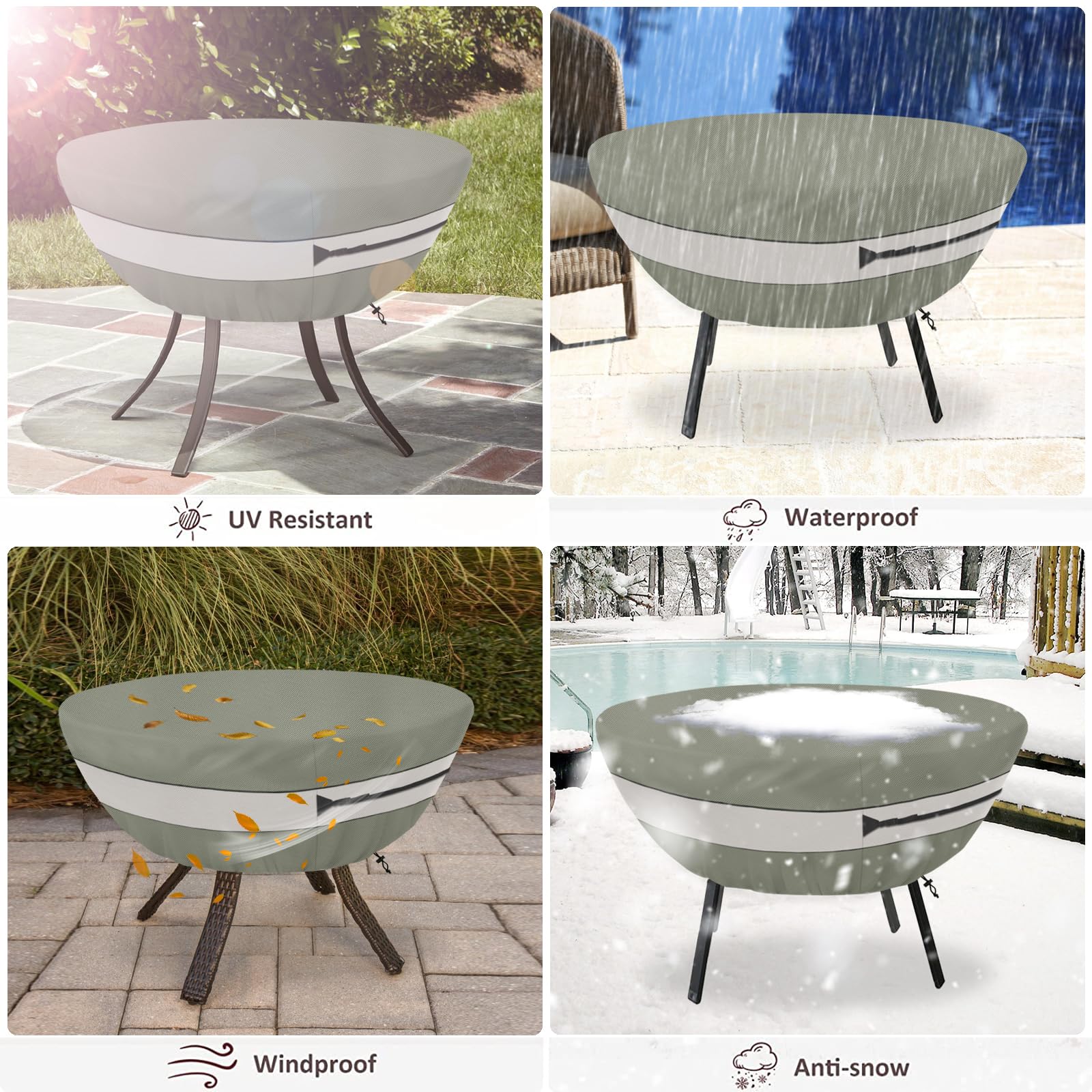 Aacabo Round Patio Table Cover fabric texture close-up