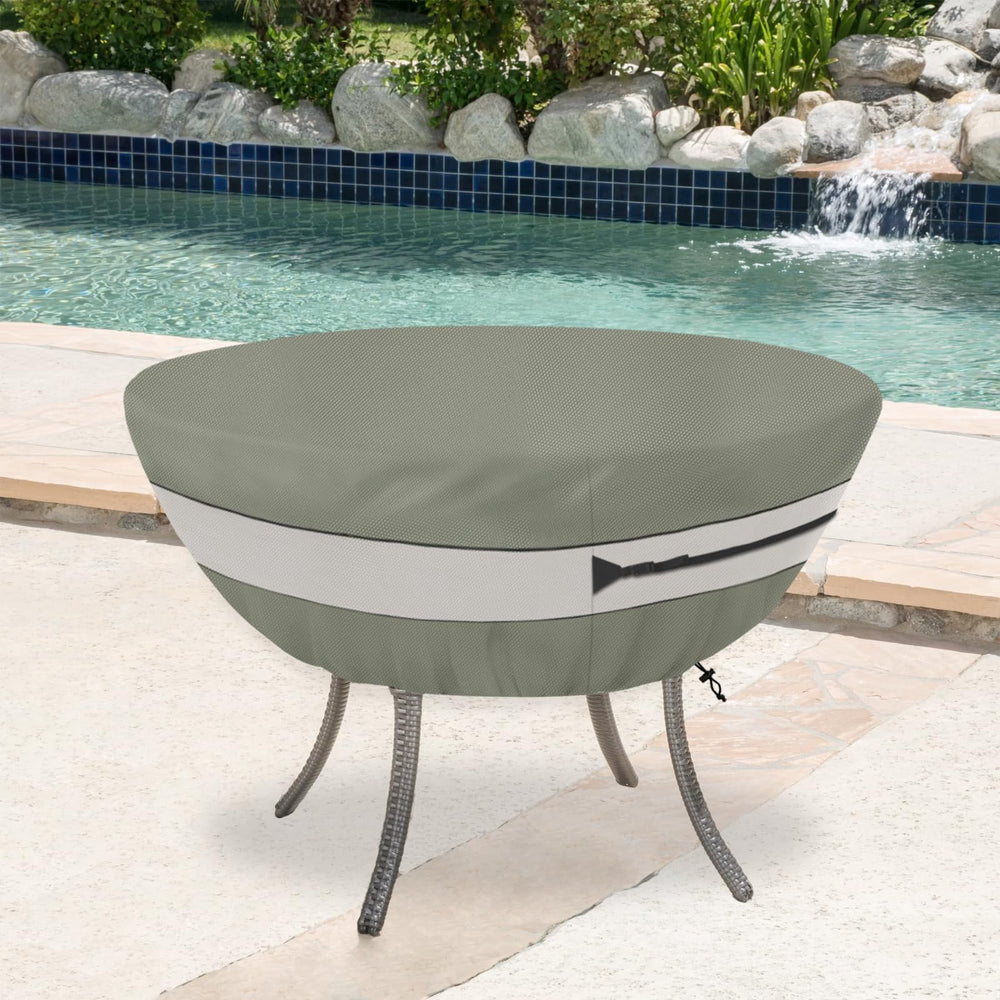 Aacabo Round Patio Table Cover protecting table from rain