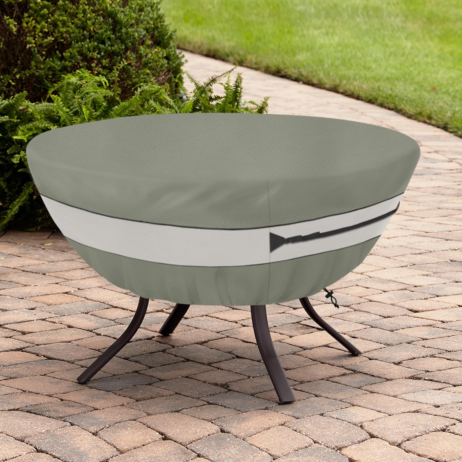 Aacabo Round Patio Table Cover with elastic cord detail