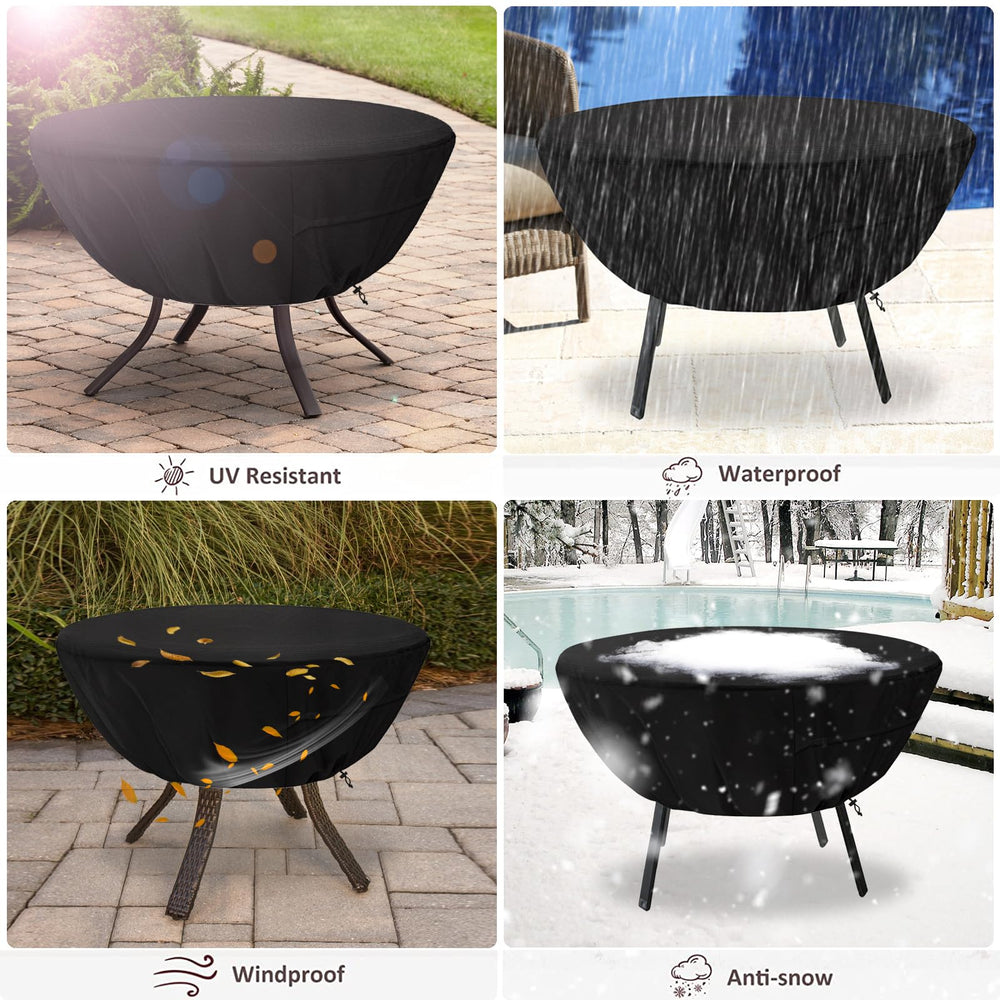 Aacabo Round Table Cover protecting patio table in rain