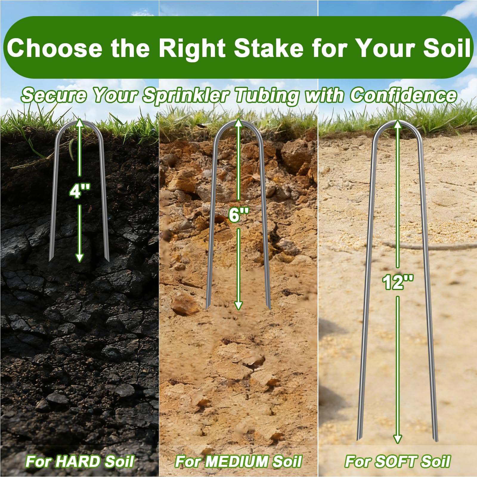 AAGUT garden stakes being used to secure a soaker hose