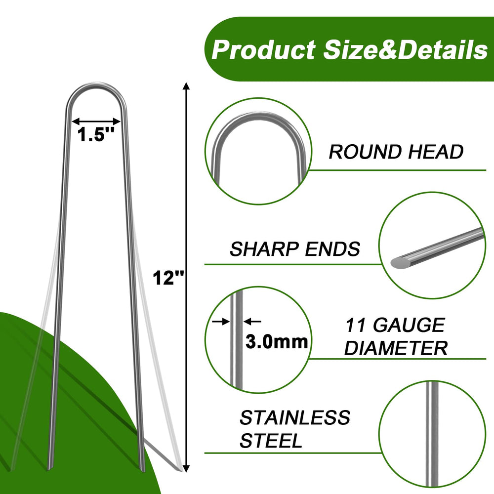 AAGUT U Shaped Garden Stakes sharp angled ends close-up