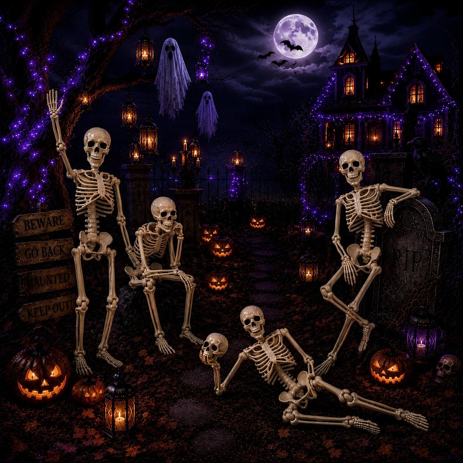 Abakuku skeleton displayed in a graveyard setting