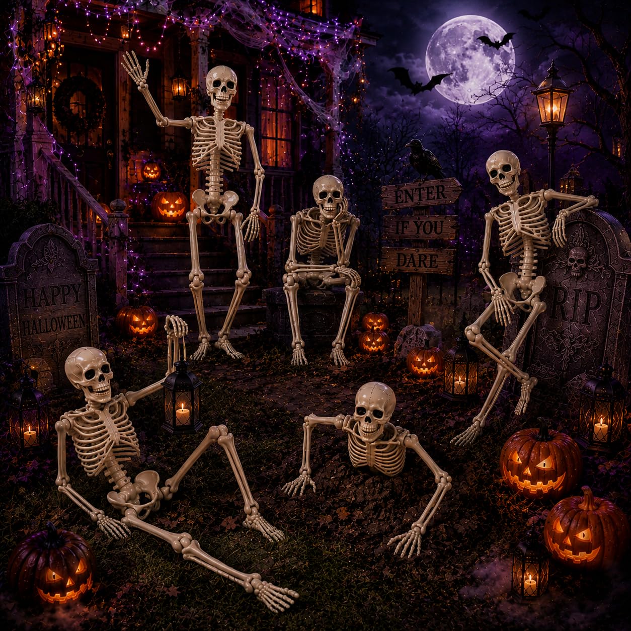 Abakuku skeleton in a spooky indoor setting