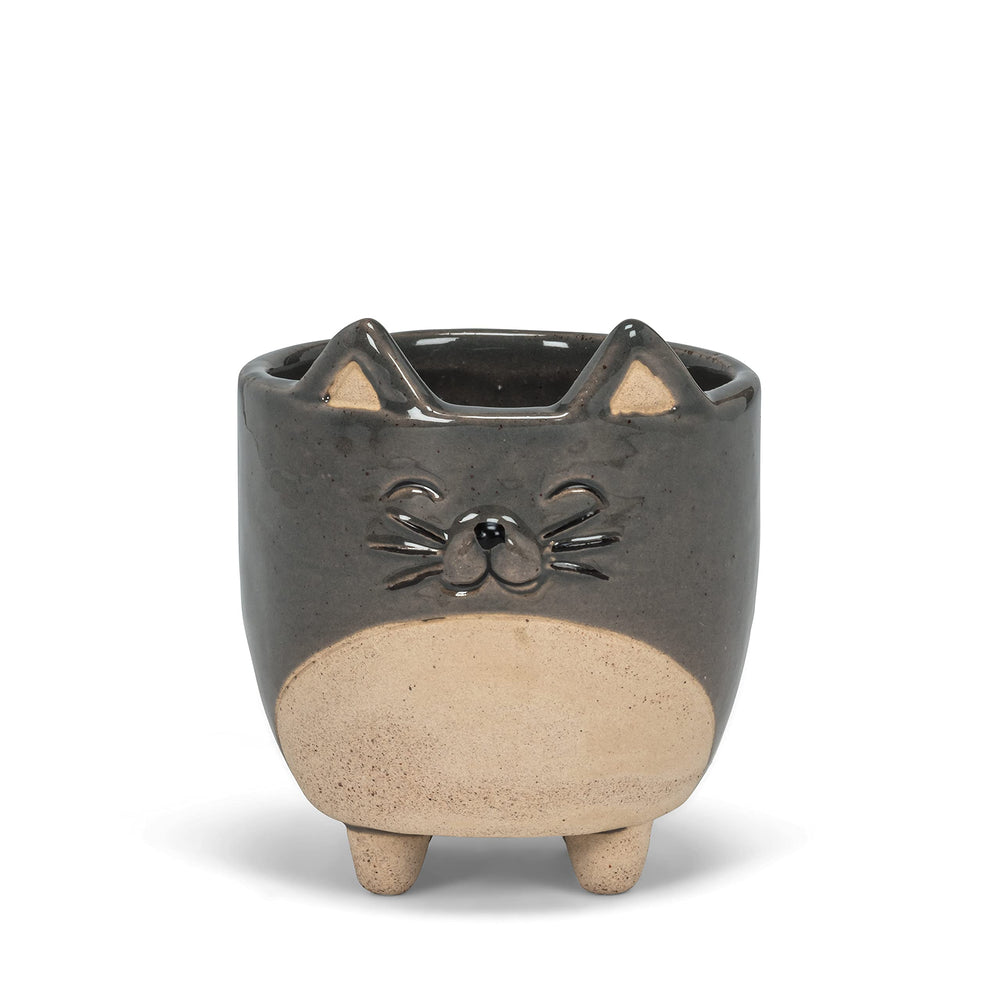 Abbott Collection Small Cat on Legs Planter in gray ceramic