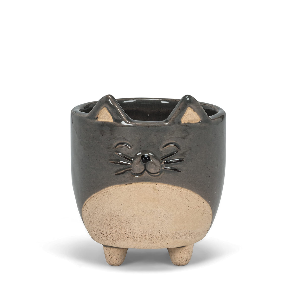 Abbott Collection Small Cat on Legs Planter in gray ceramic