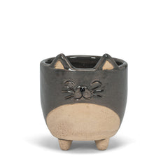 Abbott Collection Small Cat on Legs Planter in gray ceramic
