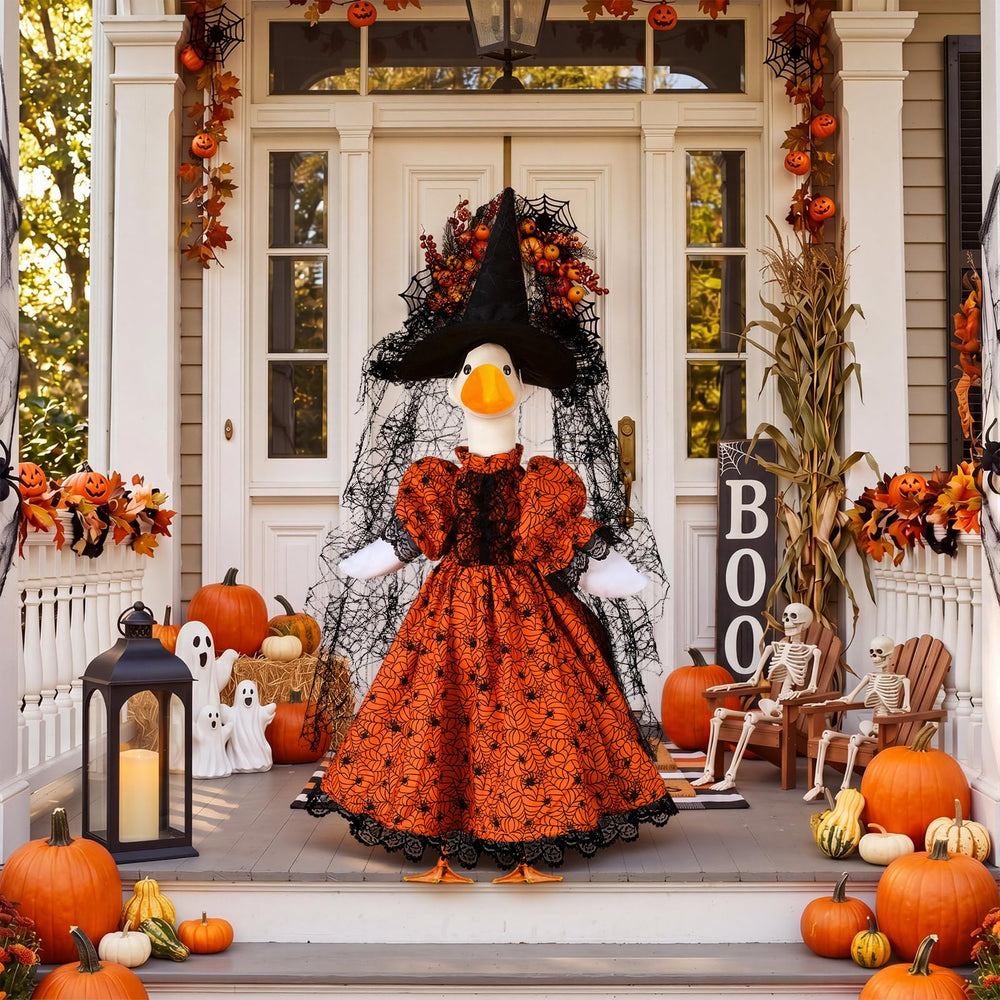 Abbylike Halloween porch goose costume set in outdoor setting