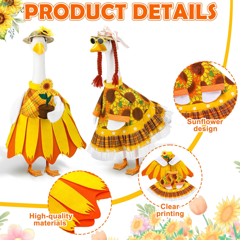 Abbylike sunflower goose outfit in garden setting