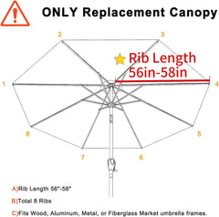 ABCCANOPY 10ft Replacement Umbrella Canopy showing reinforcements