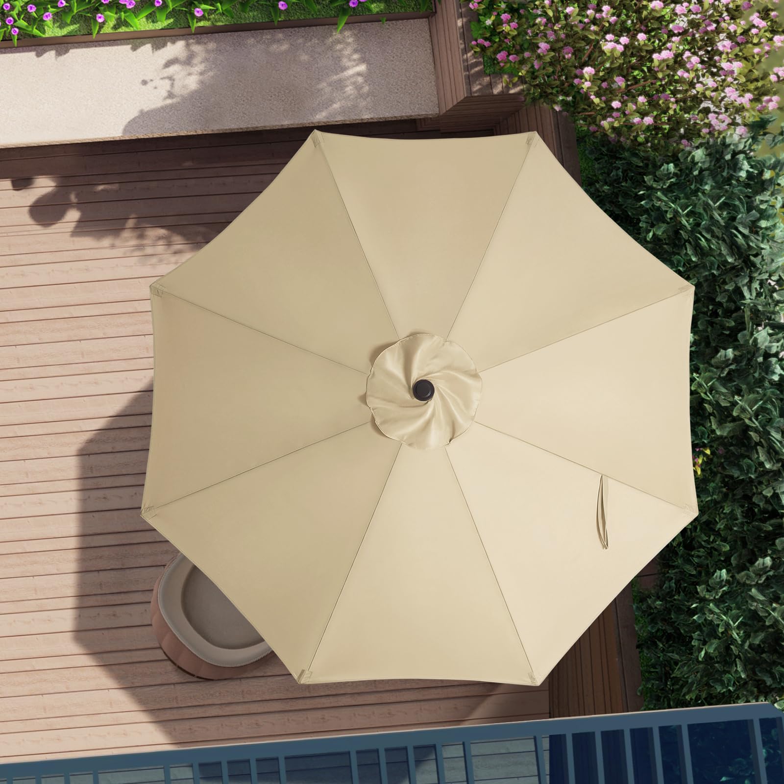 ABCCANOPY 10ft umbrella canopy beige folded for storage