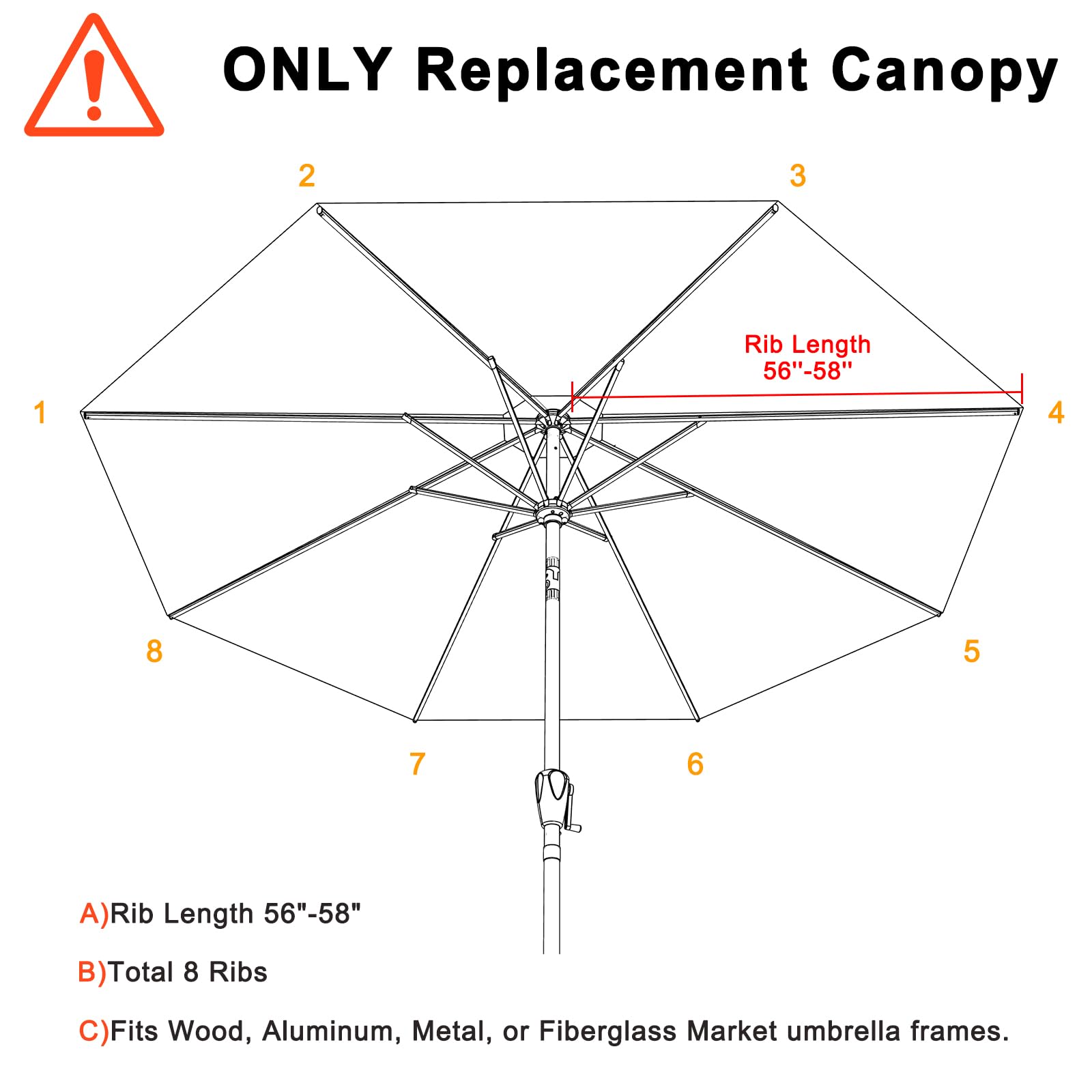 ABCCANOPY 10ft umbrella canopy beige with reinforced stress points