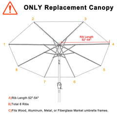 ABCCANOPY 9ft umbrella replacement canopy side view