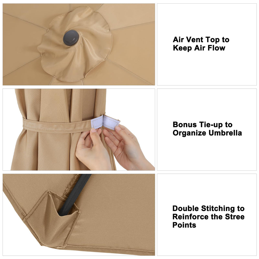 ABCCANOPY 9ft umbrella replacement canopy with strap closure