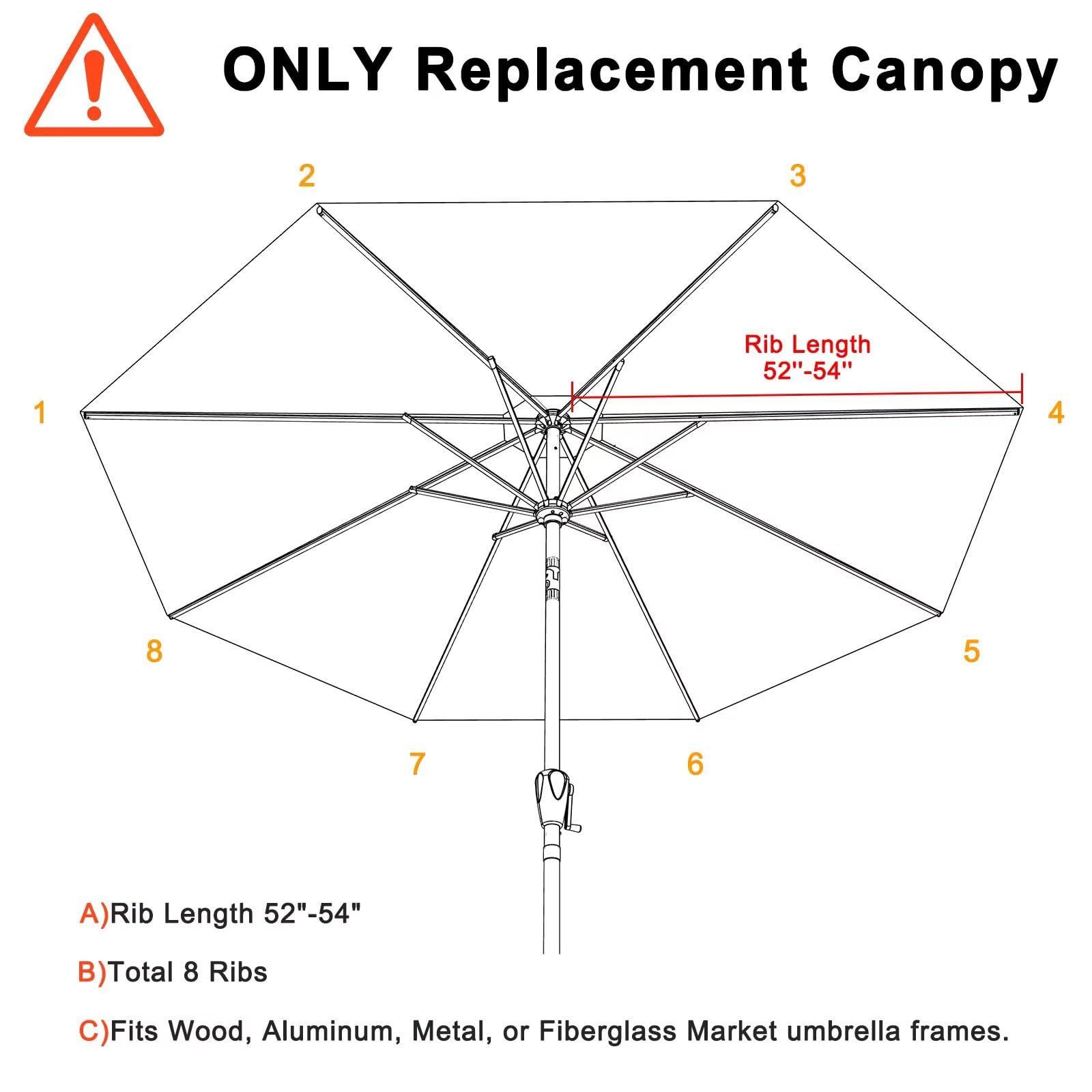 ABCCANOPY 9ft umbrella replacement top side view