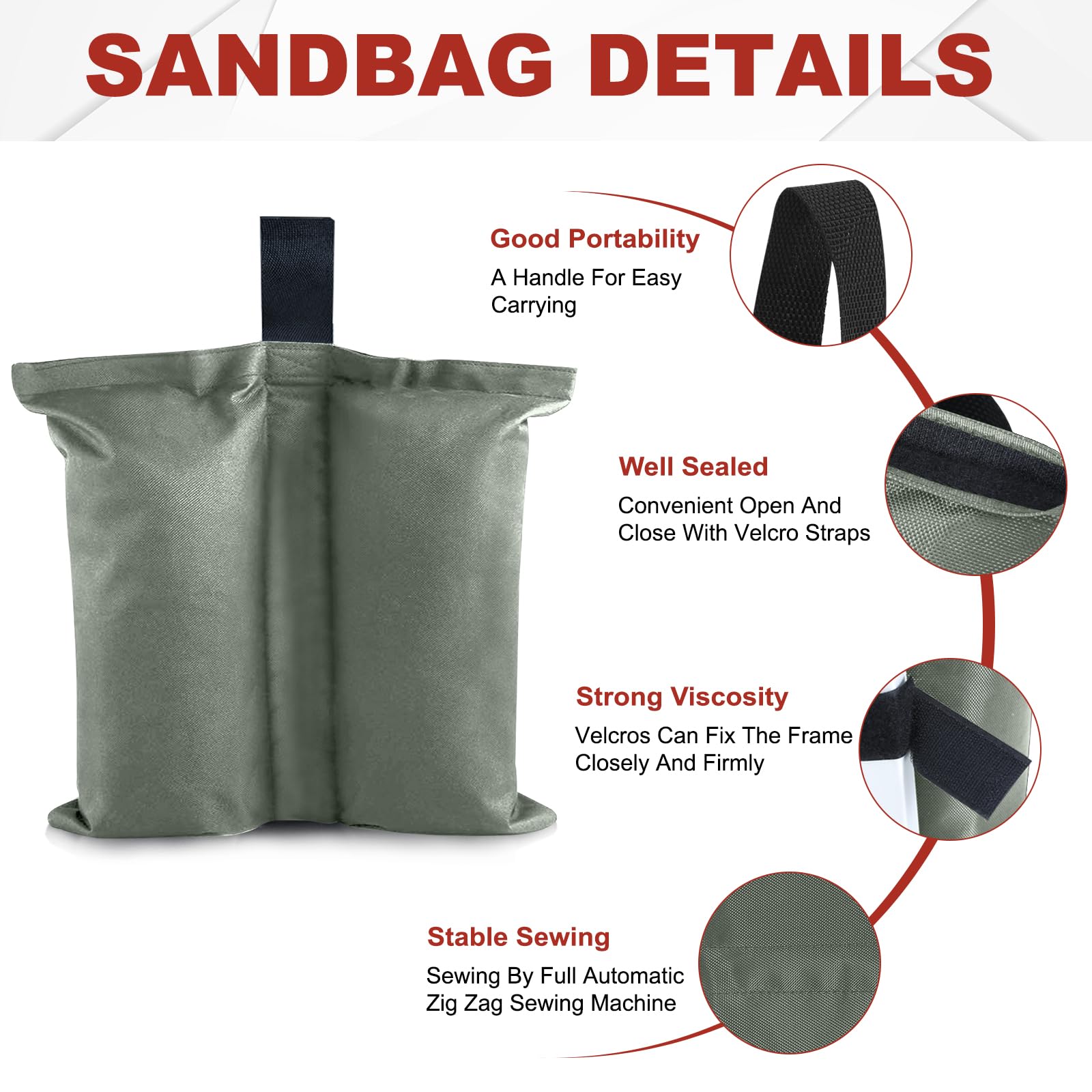 ABCCANOPY Canopy Weights 150 LBS side view with Velcro straps
