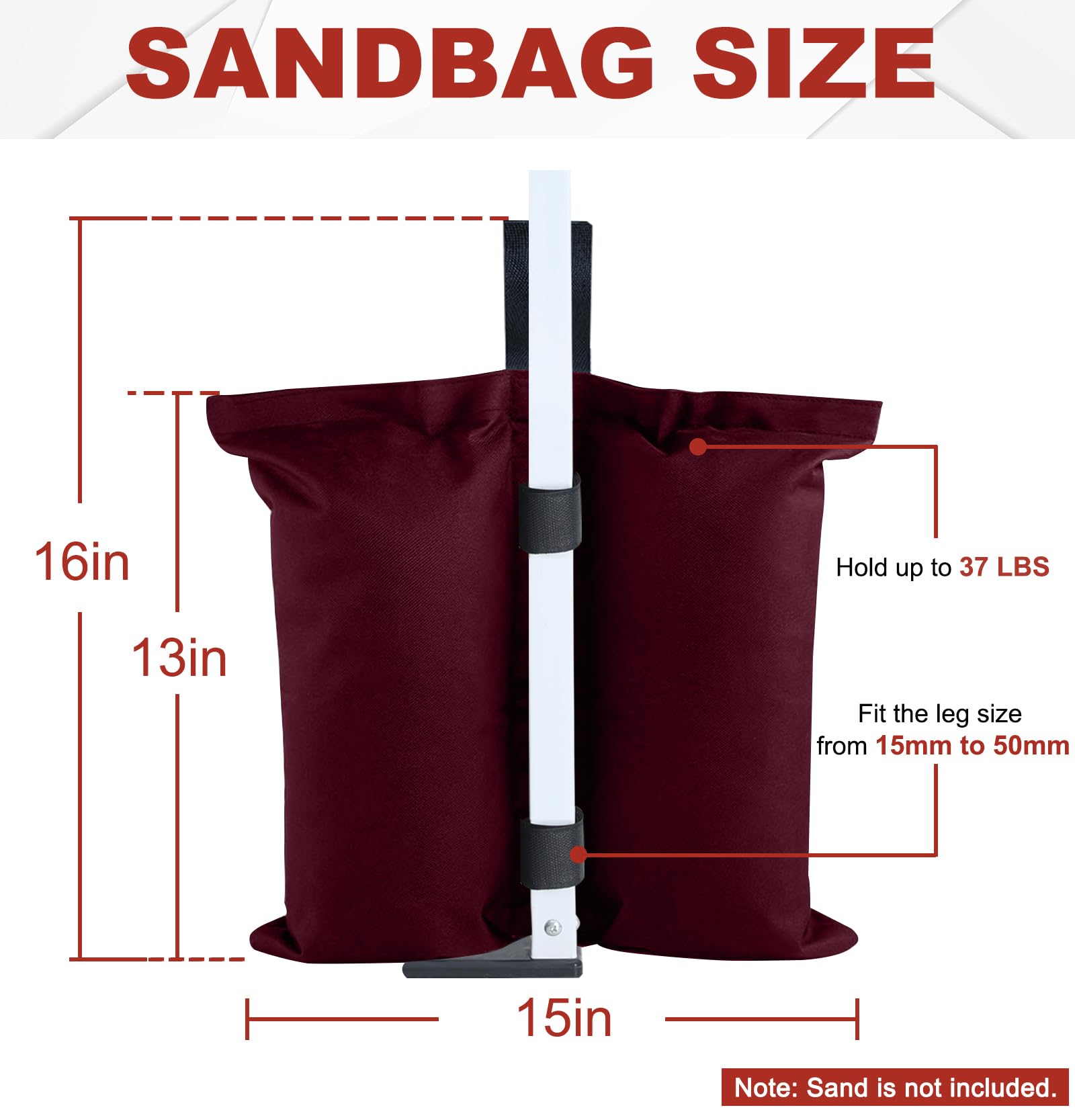 ABCCANOPY Canopy Weights 4-Pack side view showing Velcro straps