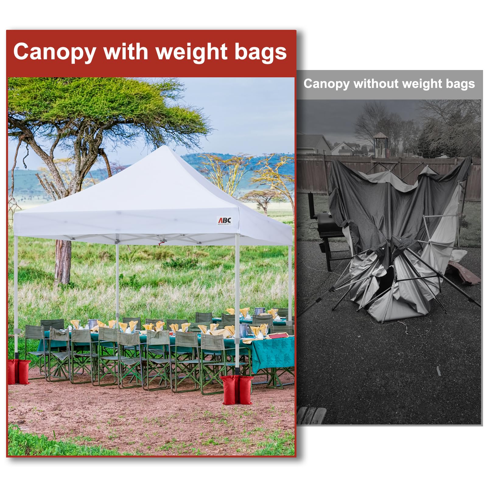 ABCCANOPY Canopy Weights packed for transportation