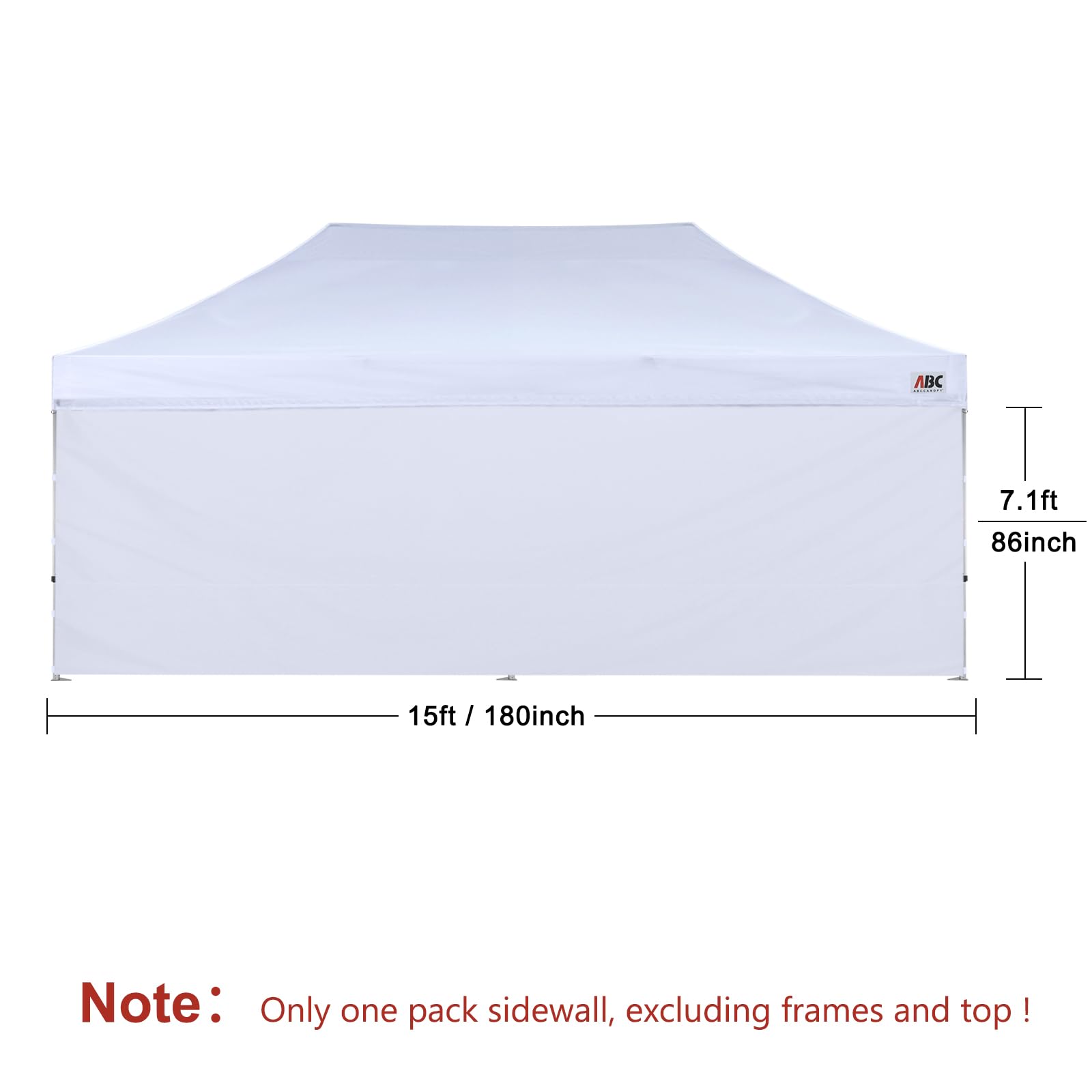 ABCCANOPY Instant Canopy Sidewall 10x20 FT white side view