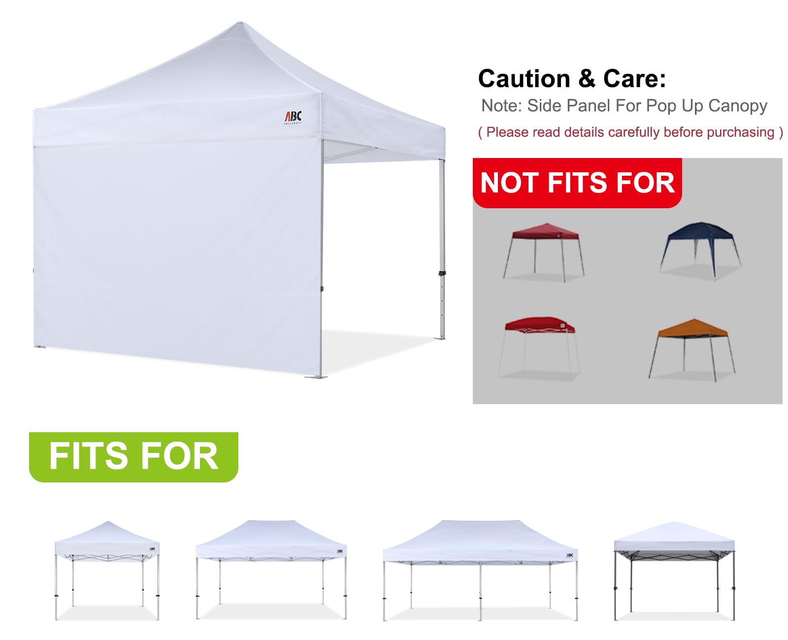 ABCCANOPY Instant Canopy Sidewall 8x8 FT Black side view