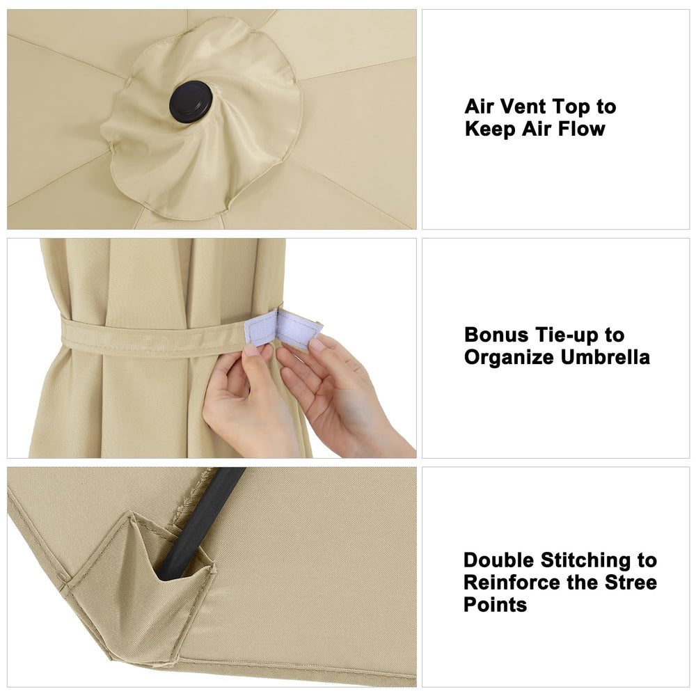 ABCCANOPY umbrella replacement canopy beige side view